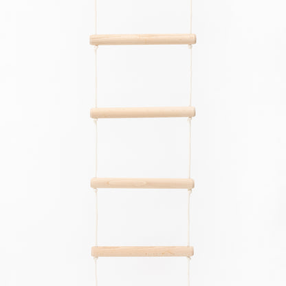 Weße Strickleiter als Zubehör für die BeLissi Lumi Kletterwand zur Förderung der Motorik