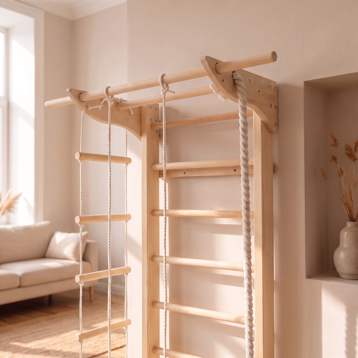 Strickleiter an der BeLissi Lumi Kletterwand – Spaß und Koordinationstraining